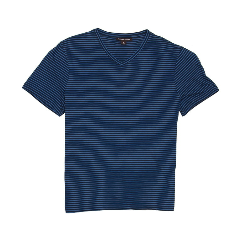 Tシャツ・カットソー Michael Kors Men T-shirt Blue CB95FJ2CP3 401 Michael Kors Men's Striped Short Sleeve Crew Neck T-Shirt