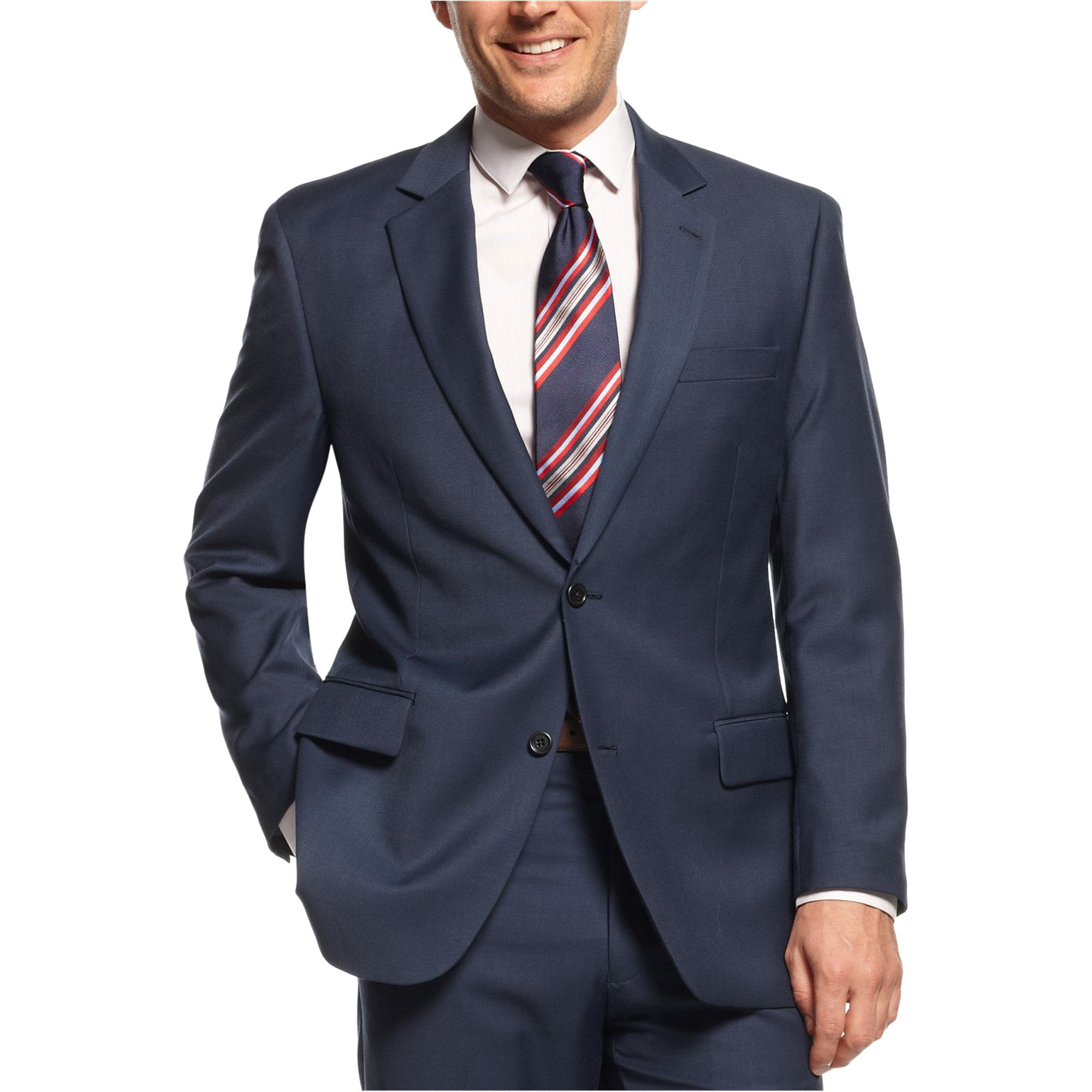 Michael Kors Mens Chambray Two Button Blazer Jacket, Blue