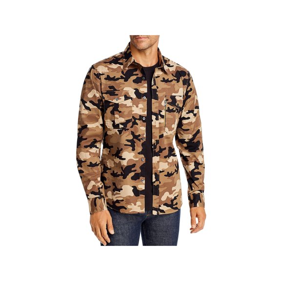 Michael Kors Mens Camo Slim Fit Button-Down Shirt