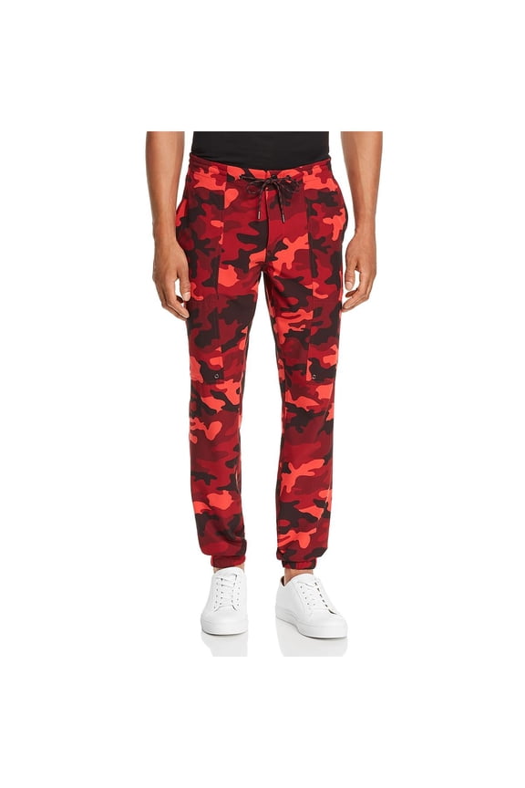 Mens Camouflage Activewear Jogger Pants Red 38/32