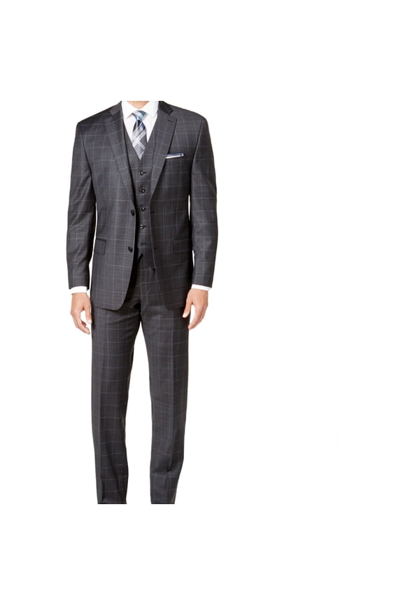 Mens Classic Fit Two Button Formal Suit, Grey, 46 Regular / 39W x UnfinishedL