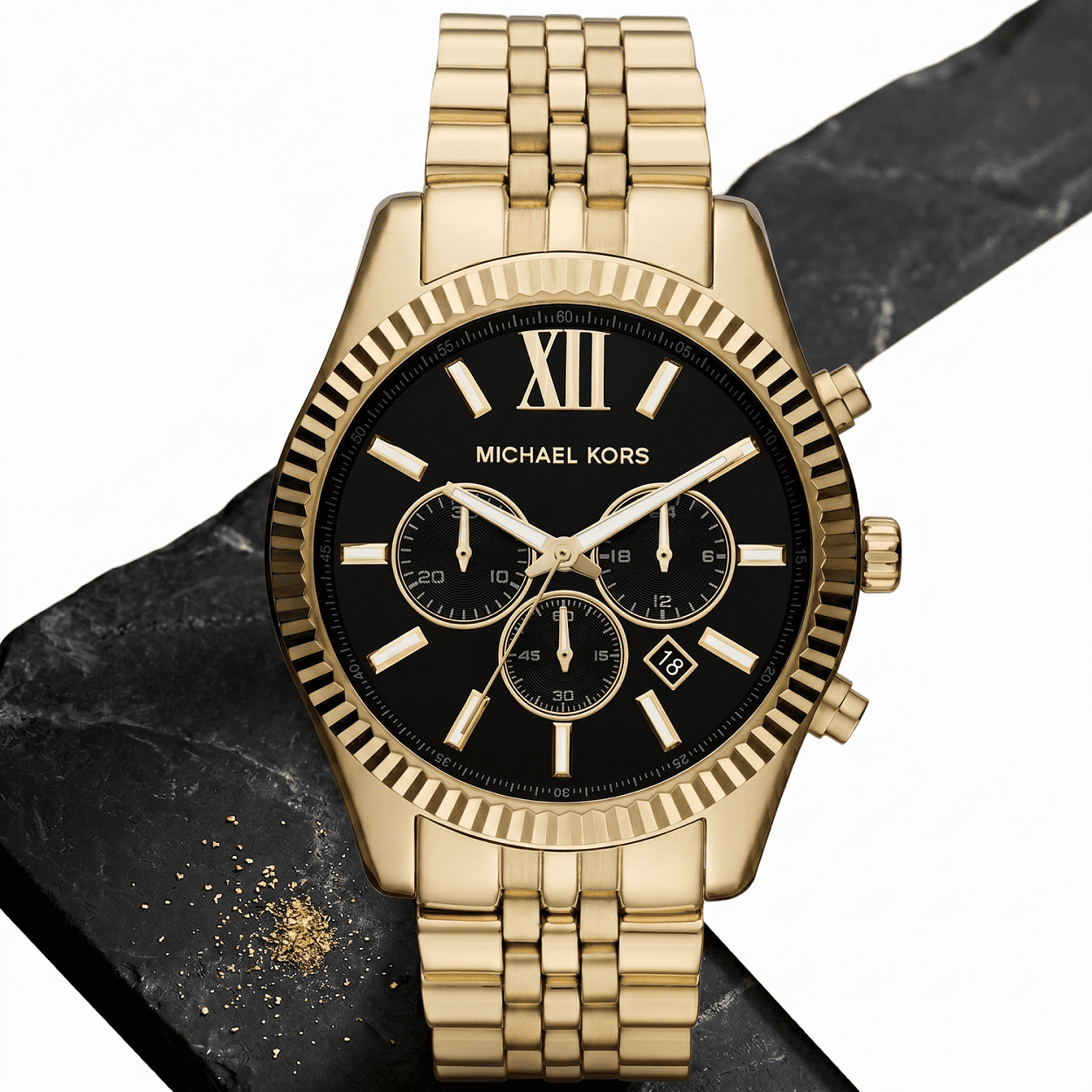 Michael Kors Men's Lexington Chronograph Watch, Gold Tone Steel