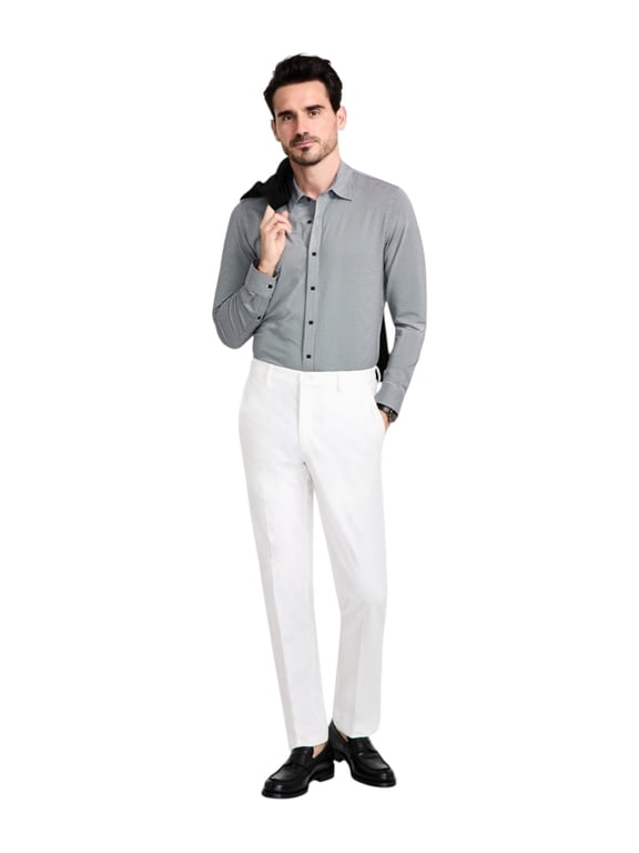 Mens Classic fit Cotton Dress Pants 46 / 32 White Solid