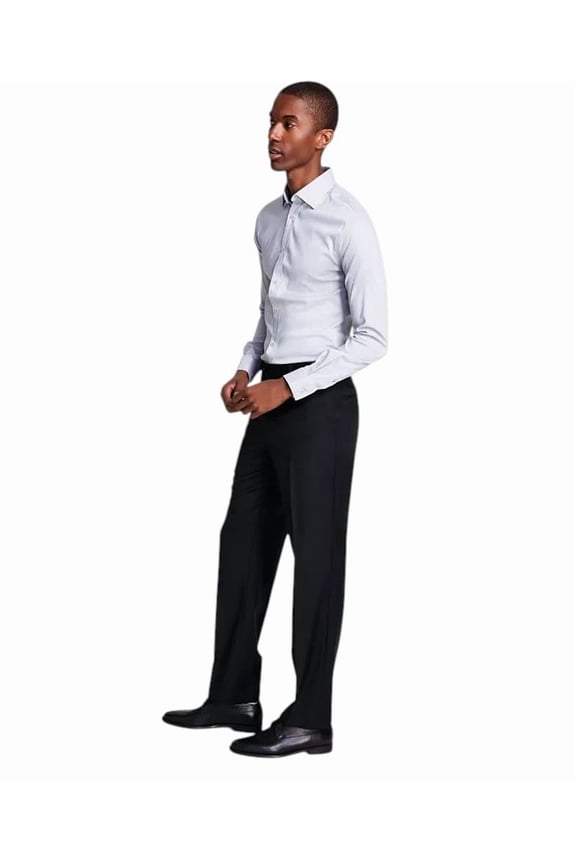Mens Classic fit Dress Pants 36 / 29 Black Solid Stretch Wool
