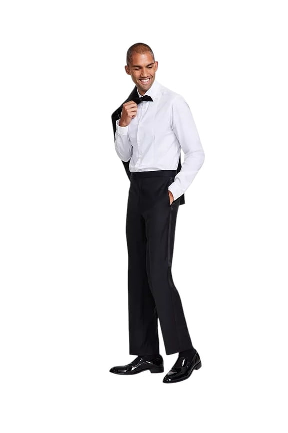 Mens Classic fit Wool Tuxedo Pants 42 / 30 Black Solid