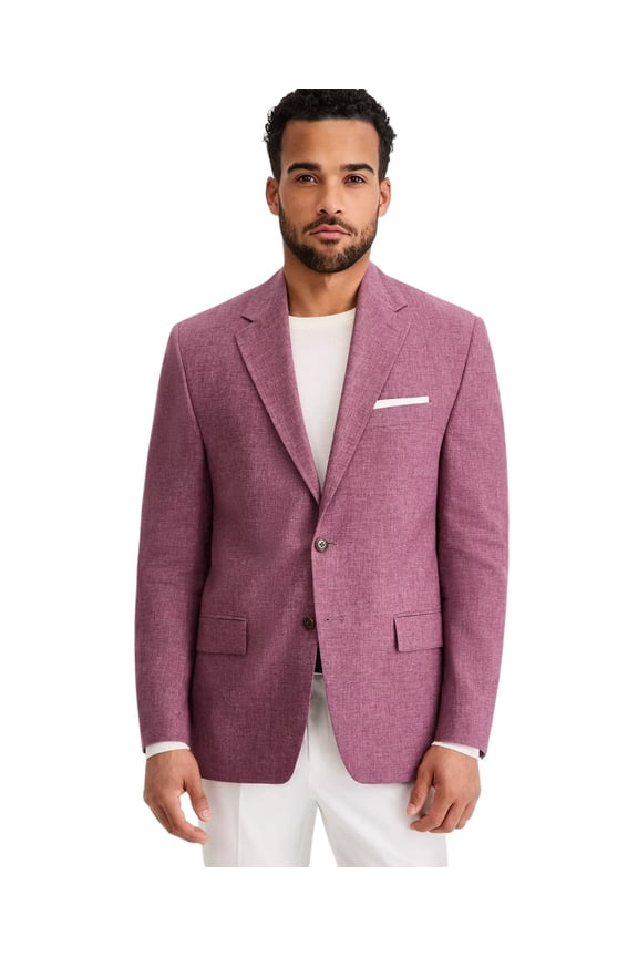 Mens Classic fit Linen Sport Coat Blazer 44 R Mulberry Red Linen