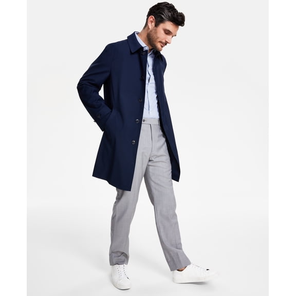 Michael Kors Men's Classic-Fit Raincoat Coat 40R Navy Blue