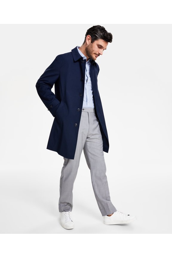 Men's Classic-Fit Raincoat Coat 40R Navy Blue