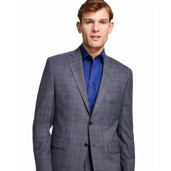 Michael Kors Mens Classic fit Suit Jacket Blazer 38 R Charcoal Grey Plaid Wool