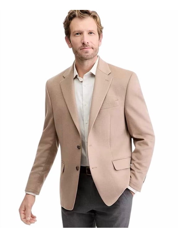 Mens Classic fit Wool Cashmere Sport Coat Blazer 38 S Camel Brown