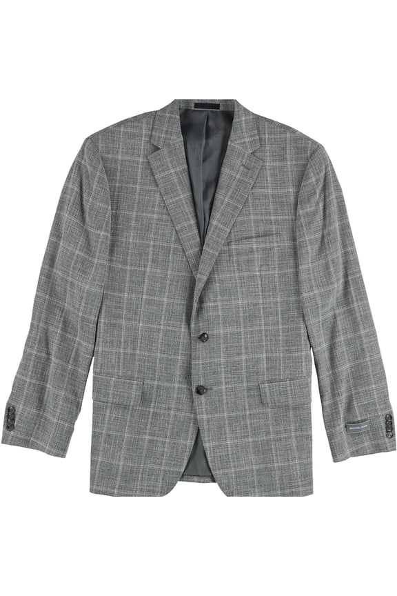 Mens Plaid Two Button Blazer Jacket, Green, 40 Regular