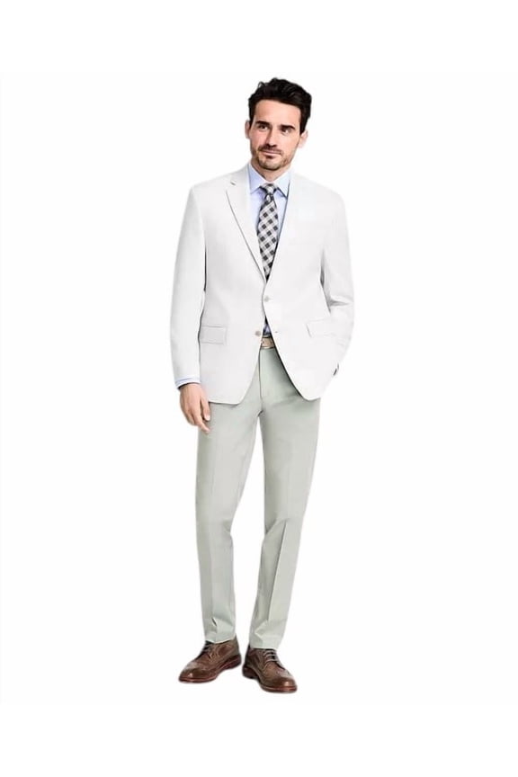 Mens Classic fit Sport Coat Blazer 44 S Light Grey Herringbone