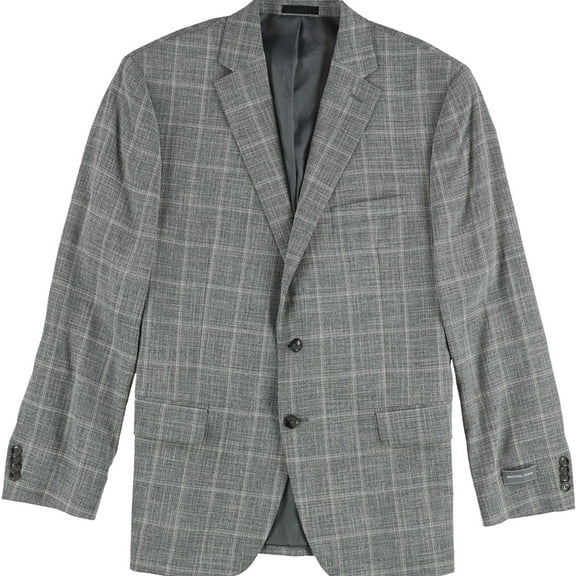 Michael Kors Mens Plaid Two Button Blazer Jacket, Green, 44 Short
