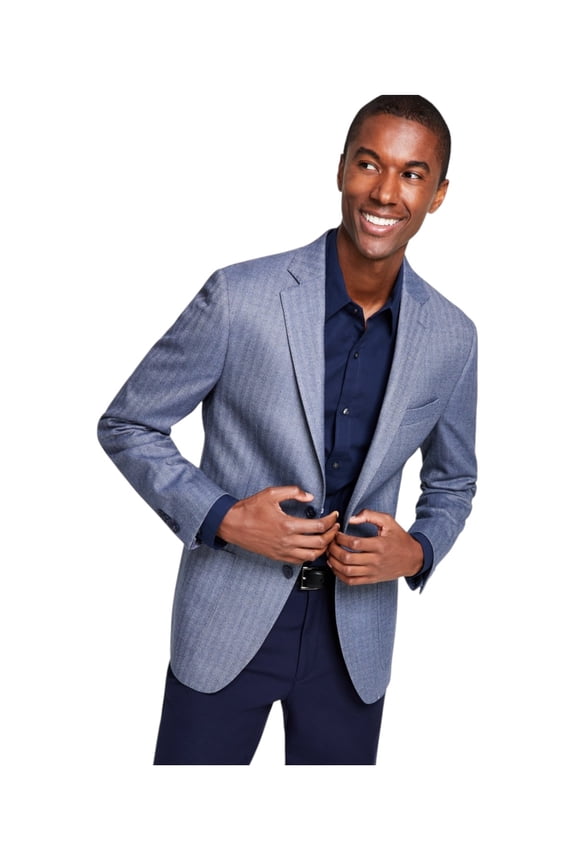 Mens Classic fit Sport Coat Blazer 46 S Blue Herringbone