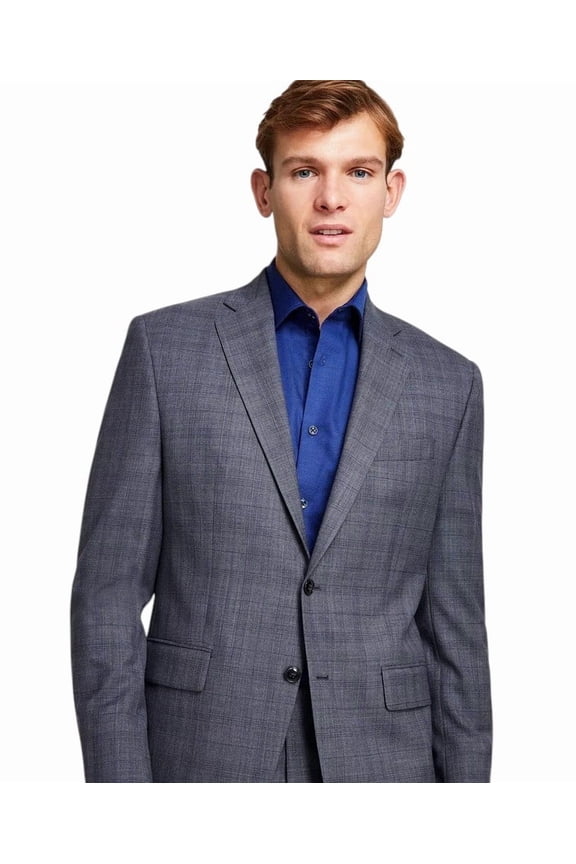 Mens Classic fit Wool Suit Jacket Blazer 40 R Charcoal Gray Plaid