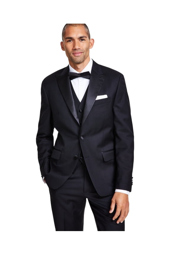 Mens Classic fit Tuxedo Jacket Blazer 42 R Black Solid Stretch Wool