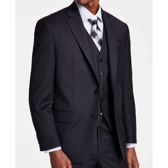 Michael Kors Mens Classic fit Wool Suit Jacket Blazer 42 S Black Solid Stretch