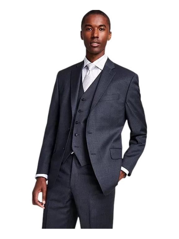 Mens Classic fit Wool Suit Jacket Blazer 42 S Grey Solid Stretch
