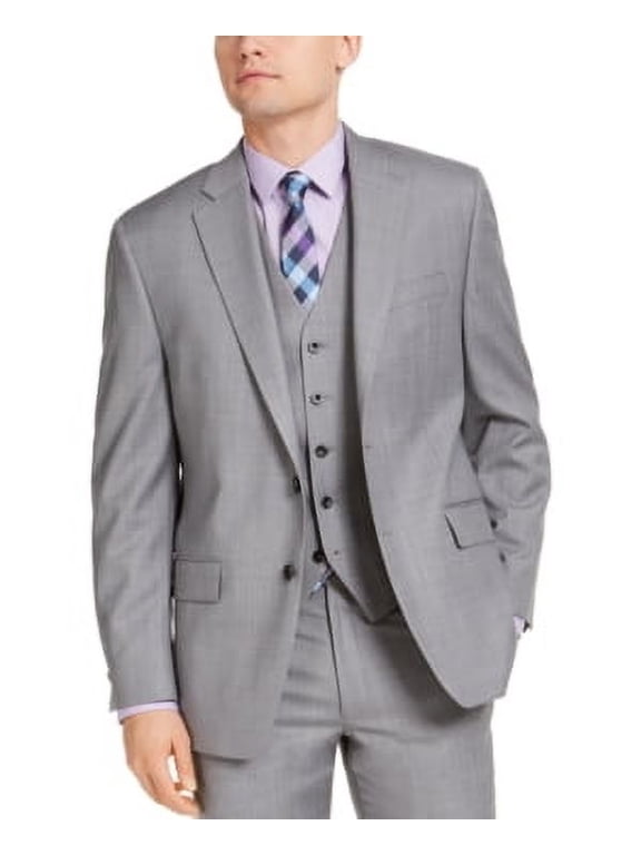 Mens Classic fit Wool Tuxedo Jacket Blazer 44 L Mid Gray Solid