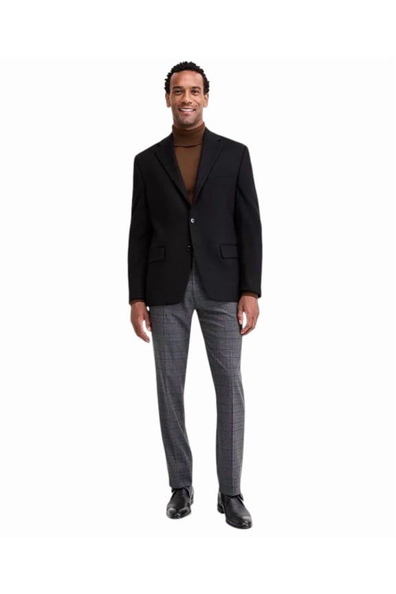 Mens Classic fit Wool Cashmere Sport Coat Blazer 44 R Black Solid