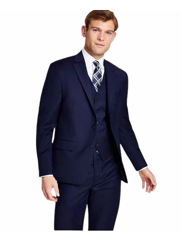 Mens Classic fit Wool Suit Jacket Blazer 48 XL Navy Blue Solid