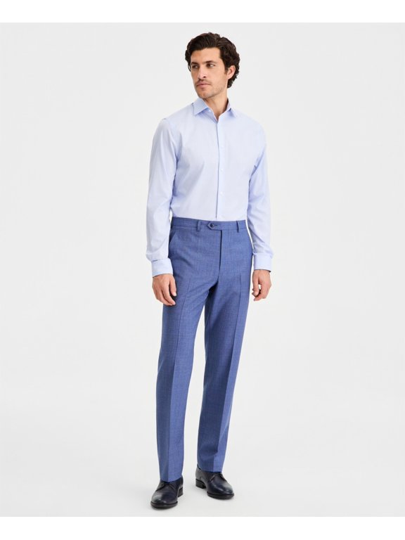 Mens Classic fit Wool Dress Pants 36 / 30 Blue Plaid