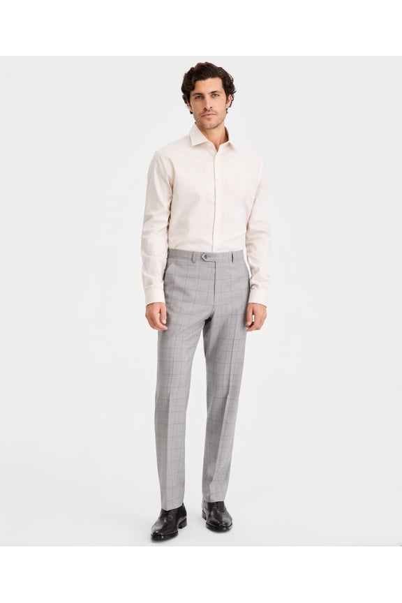 Mens Classic fit Wool Dress Pants 38 / 32 Beige Plaid