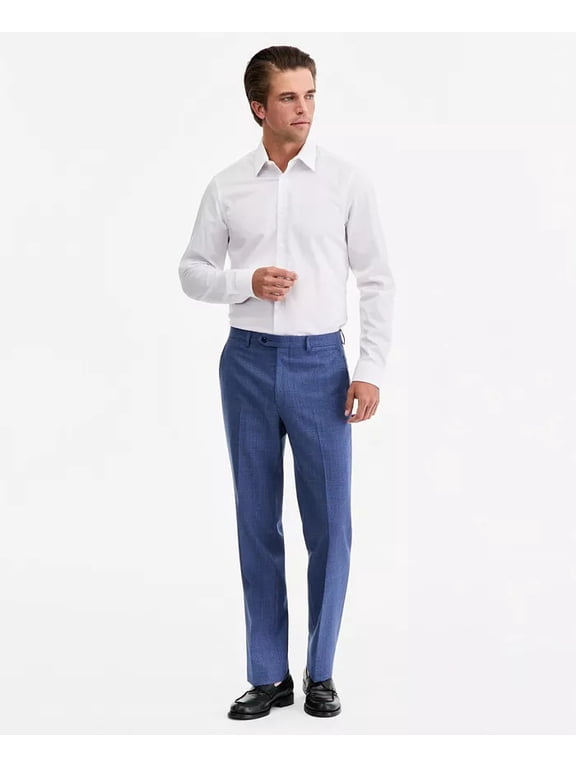 Mens Classic fit Wool Dress Pants 40 / 30 Blue Plaid