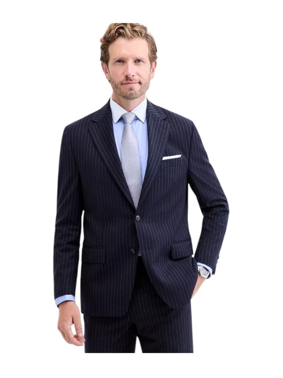 Mens Classic fit Wool Suit Jacket Blazer 42 L Navy Blue Striped