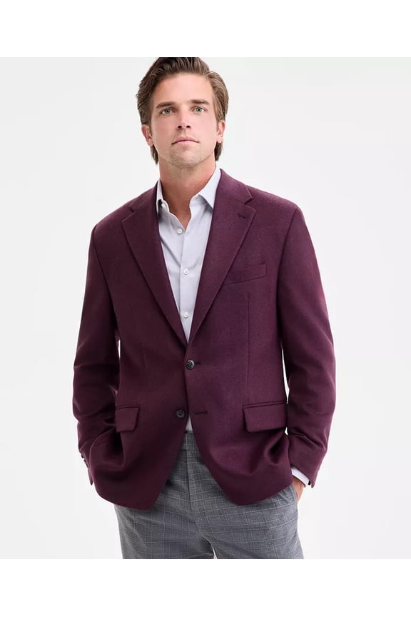 Mens Classic fit Wool Cashmere Sport Coat Blazer 42 R Burgundy Red