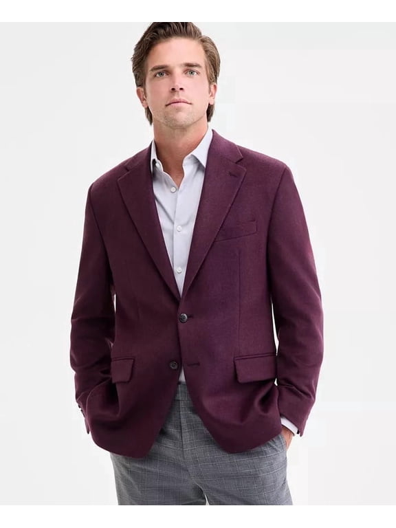 Mens Classic fit Wool Cashmere Sport Coat Blazer 42 R Burgundy Red