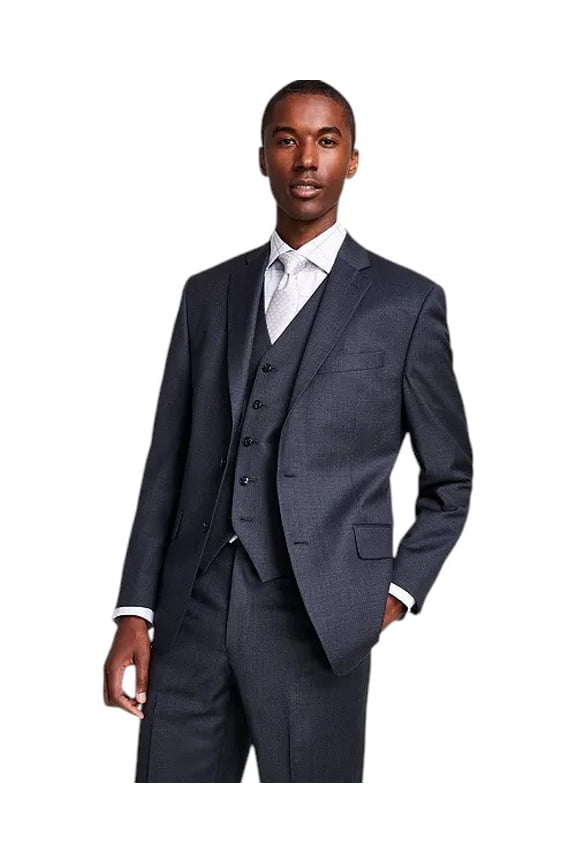 Mens Classic fit Wool Suit Jacket Blazer 43 R Gray Solid Stretch
