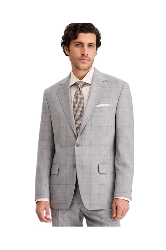 Mens Classic fit Wool Suit Jacket Blazer 44 L Grey Check