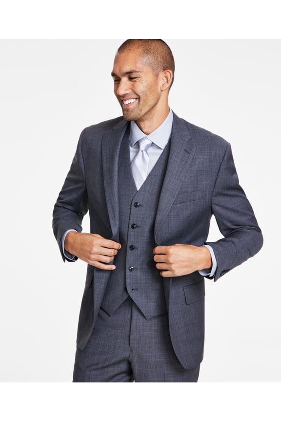 Mens Classic fit Wool Suit Jacket Blazer 54 R Grey Solid Stretch