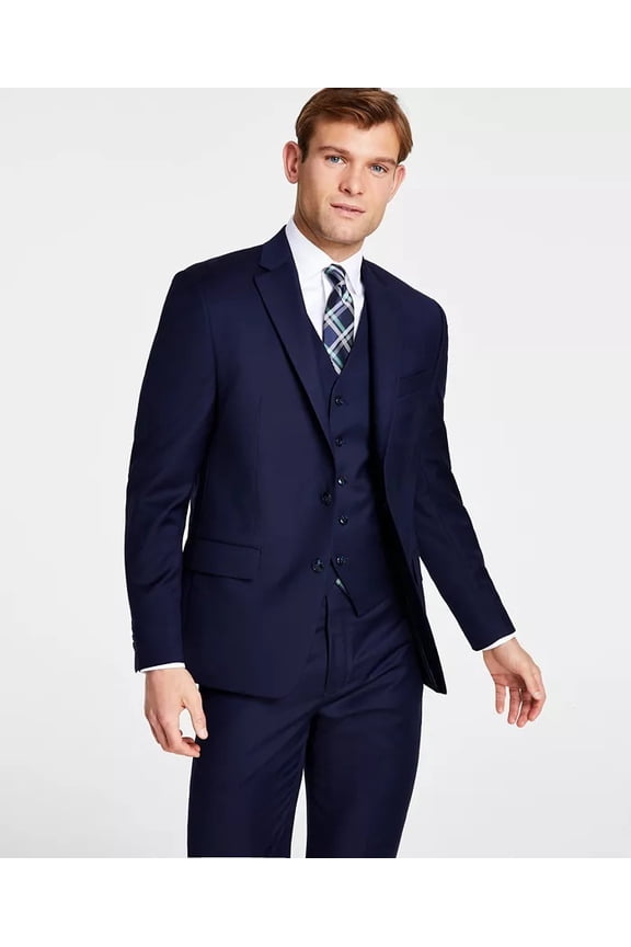 Mens Classic fit Wool Suit Jacket Blazer 54 R Navy Blue Solid