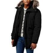 MICHAEL KORS Micheal Kors Modern Fit Black Solid Faux Fur Collar New Men's Outerwear Jacket XL