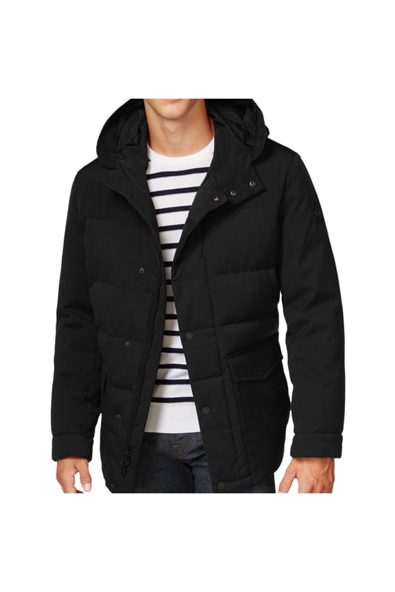 Mens Full Zip Quilted Jacket, Black, Big & Tall, XX-Large