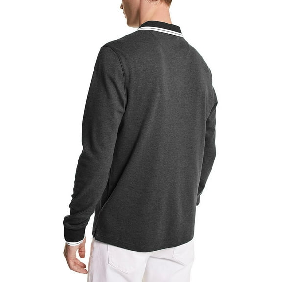 Michael Kors Men's Long Sleeve Greenwich Polo Gray Size Medium