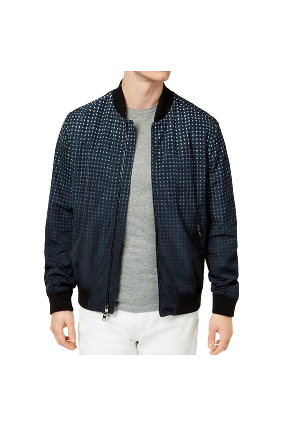 Mens Grid Bomber Jacket, Black, X-Large