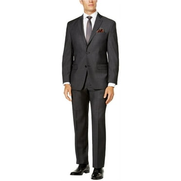 Michael Kors Mens Herringbone Two Button Blazer Jacket, Grey, 40 Long