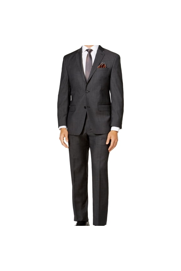 Mens Herringbone Two Button Blazer Jacket, Grey, 44 Long