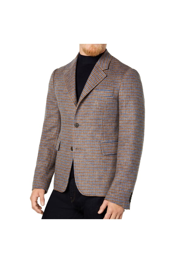 Mens Houndstooth Three Button Blazer Jacket, Blue, 40 Regular