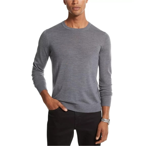 Michael Kors Mens Knit Pullover Sweater, Grey, X-Large