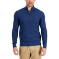 thumbnail image 1 of Michael Kors Mens Layering Collared 3/4 Zip Pullover  Sweater, Blue, X-Large, 1 of 3