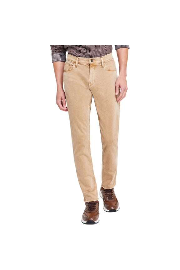 Mens Pigment Dyed Parker Slim Fit Jeans, Beige, 38W x 30L