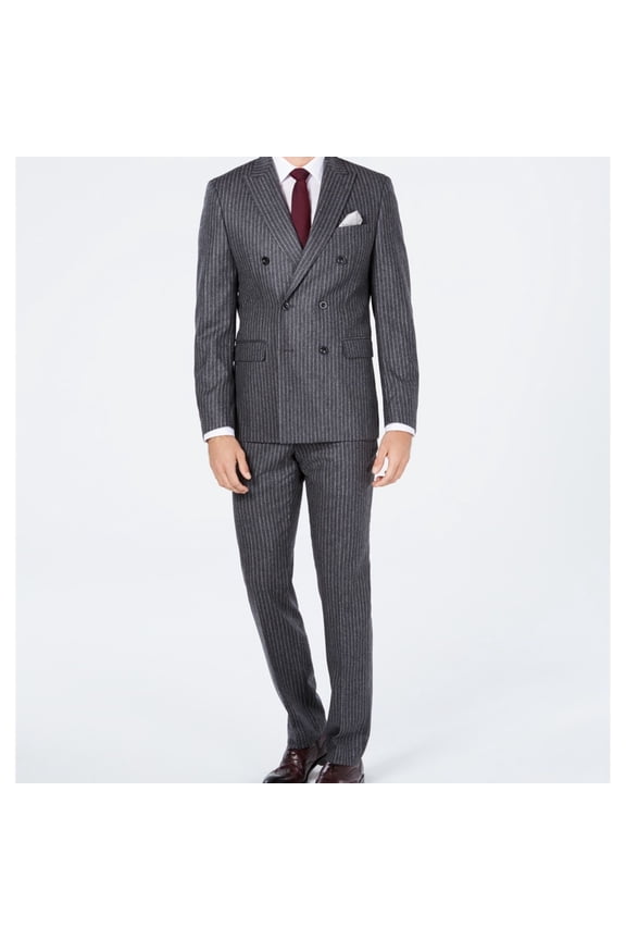 Mens Pinstripe Dress Pants Slacks, Grey, 37W x 32L