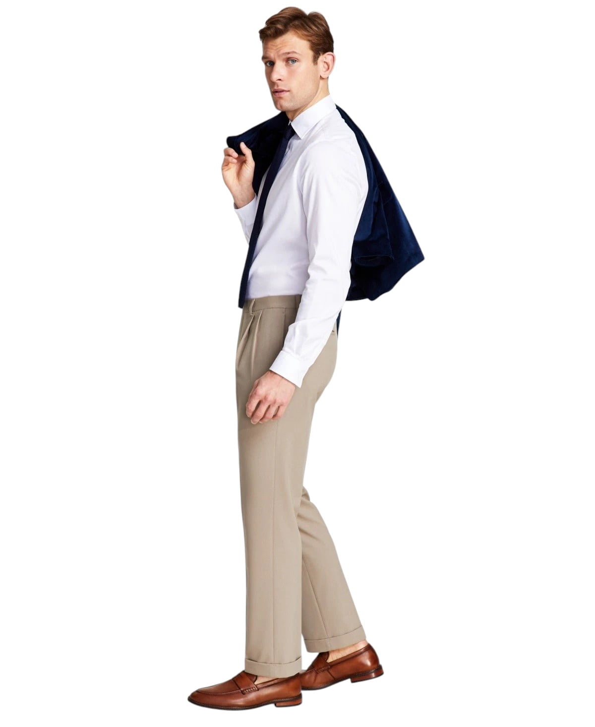 michael kors men's classic fit dress pants Mens Pleated 38 / 34 Tan Solid filter:Shape|Relaxed