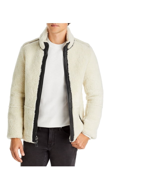 Mens Shearling Jacket Real Sherpa 100% Real Lamb Leather B4HP $2000 (Regular,M)
