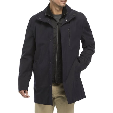 Michael Kors Mens Slim Fit Lightweight Water-Resistant Rain Jacket - Navy Heather - 42R