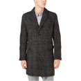 thumbnail image 1 of Michael Kors Mens Slim Fit Plaid Top Coat, Black, 38 Short, 1 of 4